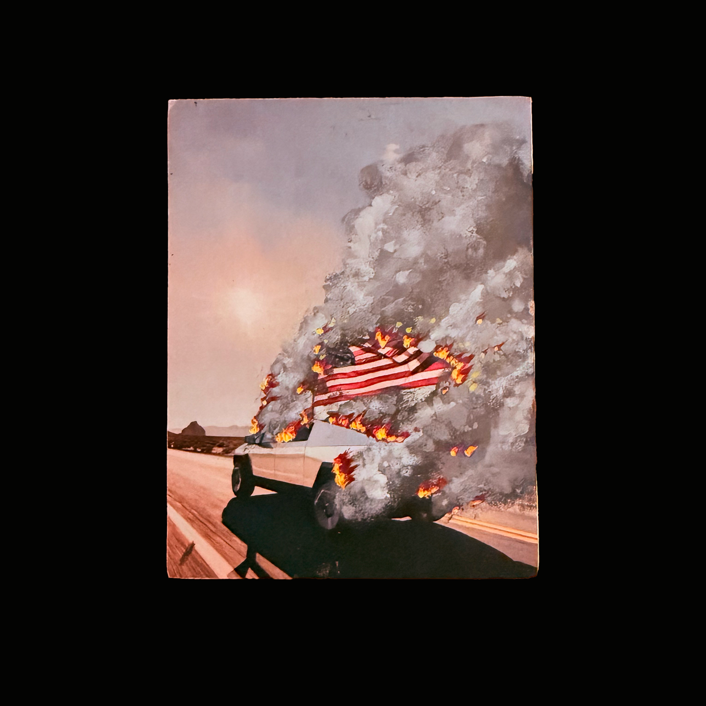 059 - Painted Wood Panel - 3x4 - Cyber Truck & Flag