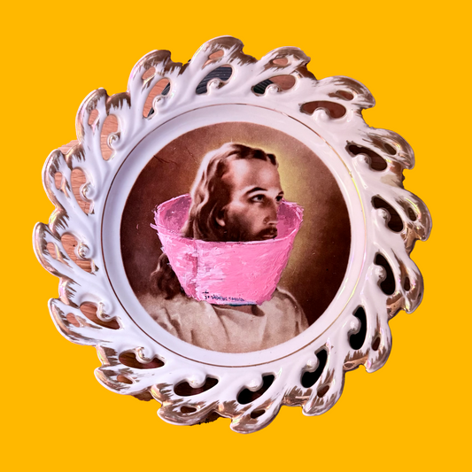 078 - Jesus Cone of Shame - SMALL PLATE
