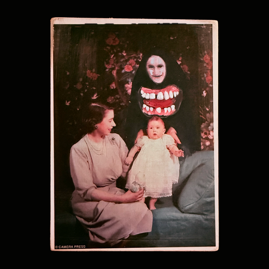 052 - Painted Wood Panel - 5x7 - Noface "Kaonashi" Prince Philip & Charles